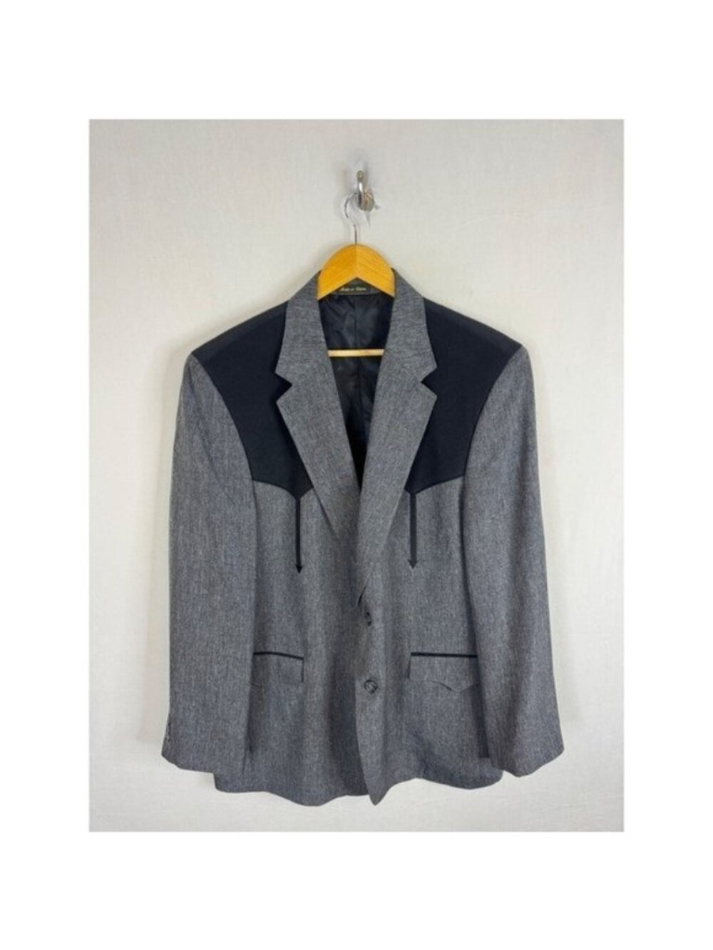 Circle S Dallas Texas Mens Western Blazer Grey Black Yoke Sport Coat 48L